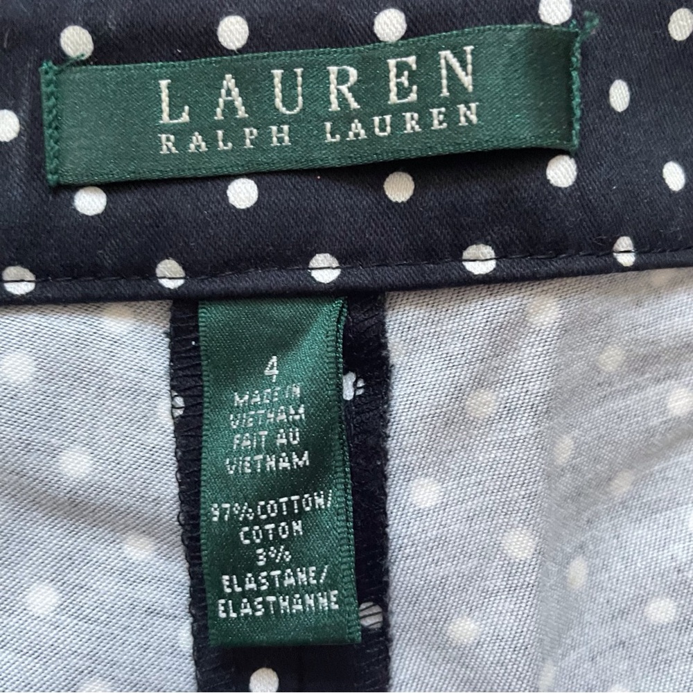 Lauren Ralph Lauren Navy Polka Dot Straight Leg Pants - Picture 3 of 6